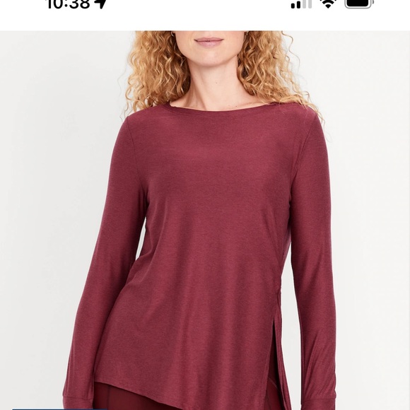 NWT OLD NAVY CloudMotion Side-Tie Tunic COLOR DARK REDWOOD SIZE LARGE - Picture 1 of 9